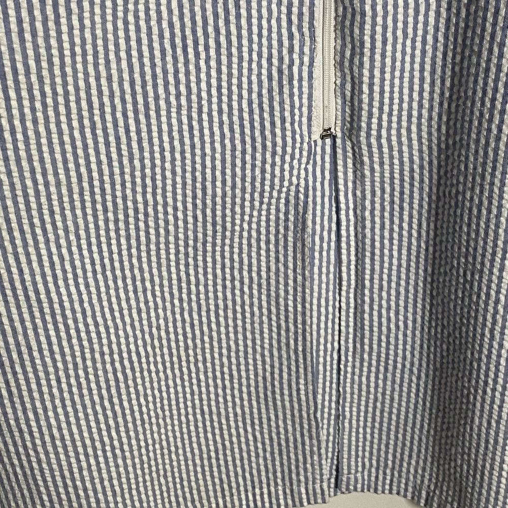 Miss‎ Elaine Housecoat Womens Large Blue White Striped Embroidered Seersucker L - Picture 12 of 16